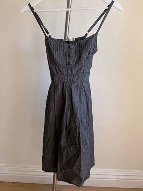 Have & Have Dark Gray Sleeveless Button-Front Dress